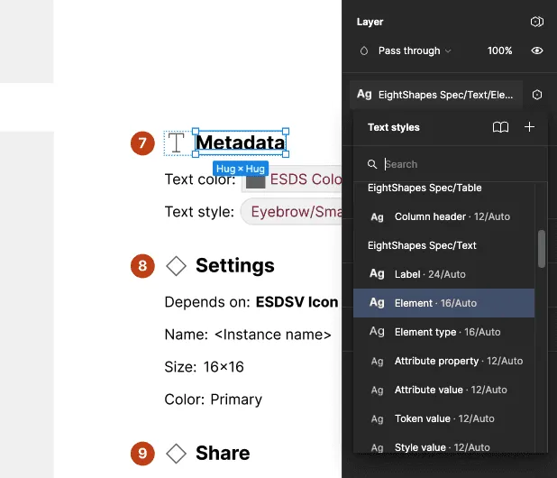 Typography format settings